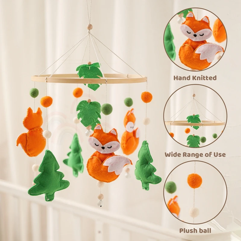 Baby Rasseln Krippe Mobiles Spielzeug Kaninchen Bär Anhänger Tier Fuchs Bett Glocke Rotierenden Musik Rasseln Für Cots Projektion Infant Geschenk spielzeug