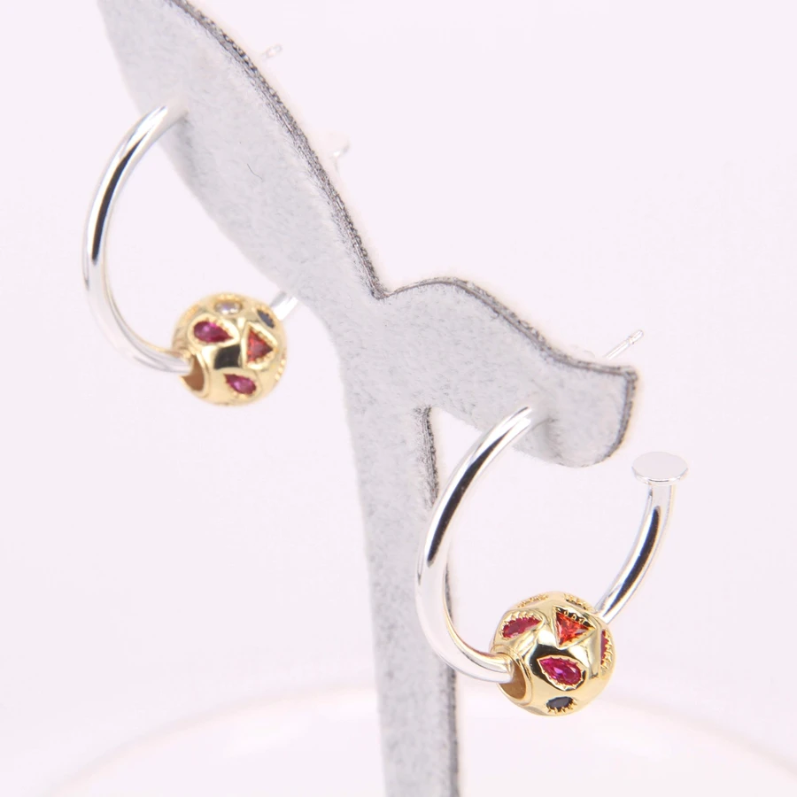 أقراط كريول كلاسيكية على طراز TS مع خرزة زركون ملونة يمكنك صنعها بنفسك، هدية مجوهرات أوروبية حقيقية للنساء TS