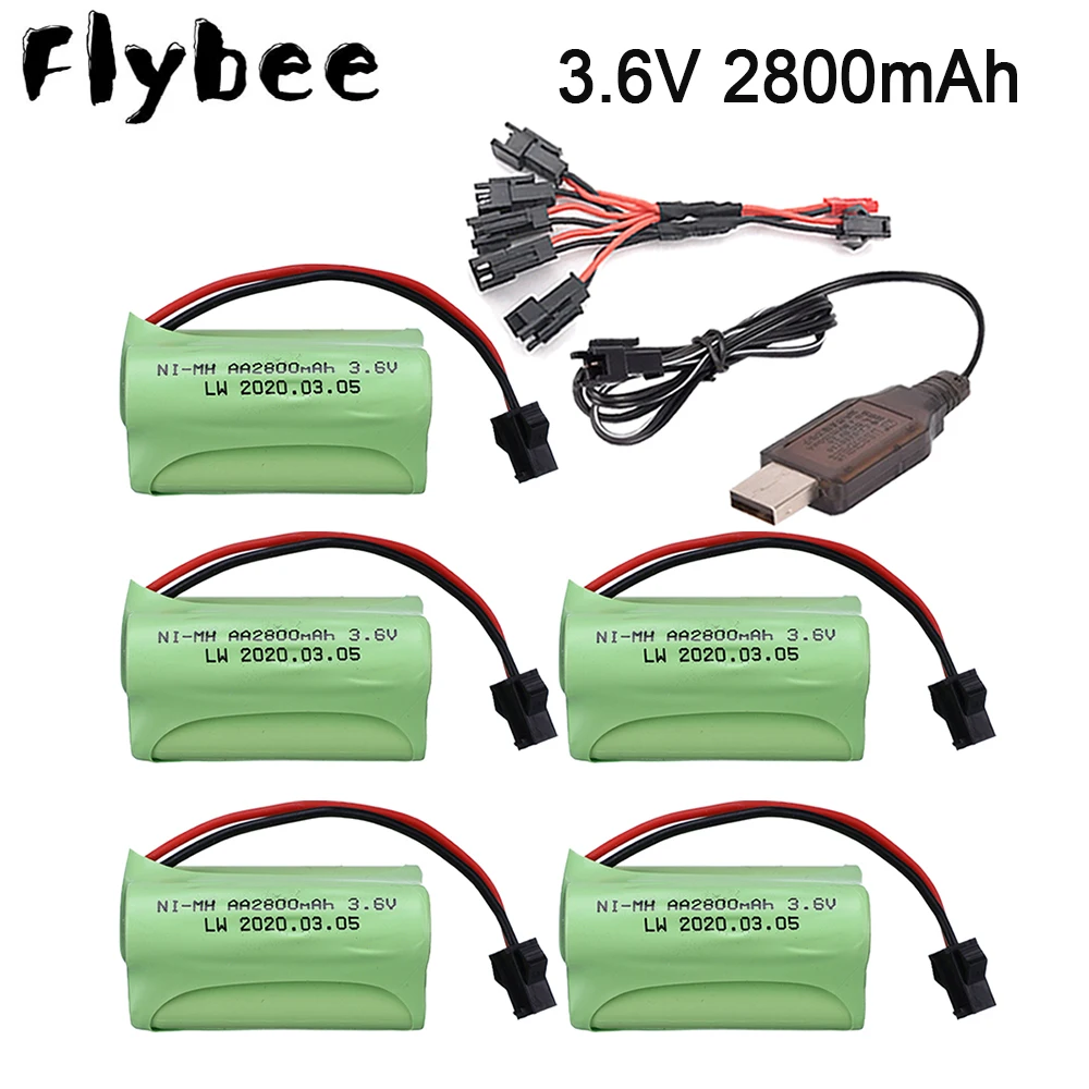 3.6v 2800mah NiMH Battery with charger For Rc toy Car Tanks Trains Robot Boat Gun Ni-MH AA 3.6 v 2800 mah Rechargeable Battery