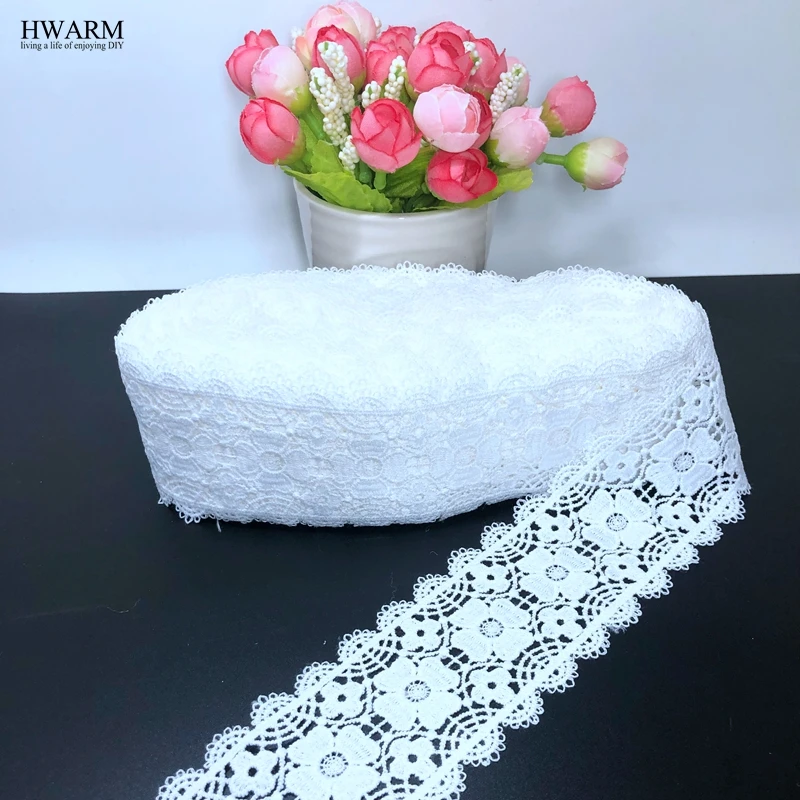 5yard 6cm white african lace fabric ribbon trim wedding decoration DIY hat pillow skirt accessories Bilateral reticular pattern