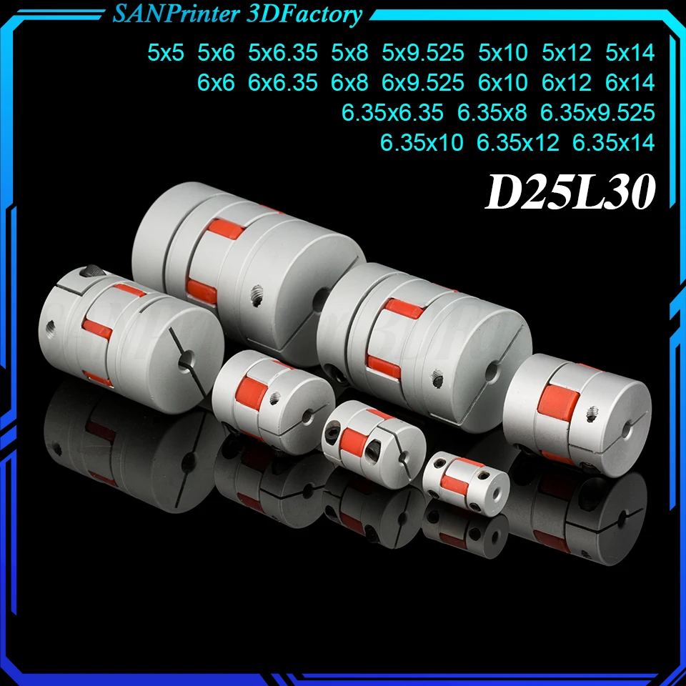 

Соединитель D25L30 BW, гибкий вал из алюминия, гибкие соединители CNC 5/6/6.35/8/10/12 мм