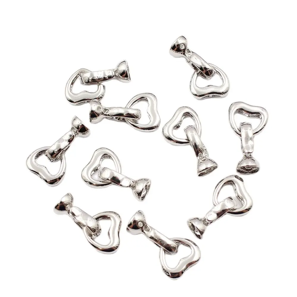 

APDGG 10 Pcs Jewelry Findings Circle Heart Copper Gold Plated Clasps For Pearl Bracelets Necklaces Making DIY Craft Accessories