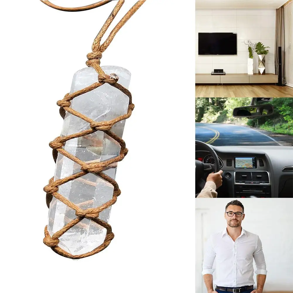 New Natural White Amethyst Quartz Crystal Column Pendant Healing DT Gemston Wand Reiki Hangings Home Decarative Craft Stone