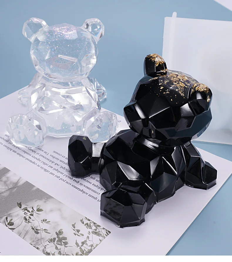 

DIY Transparent Lazy Bear Three-dimension Geometric Silicone Mold Phone Stand Table Dec Cartoon Bear Resin Mold Jewelry Casting