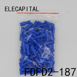 FDFD2-187 FDFD2.5-187 Female Insulated Electrical Crimp Terminal for 1.5-2.5mm2 Connectors 100PCS/Pack Cable Wire Connector FDFD