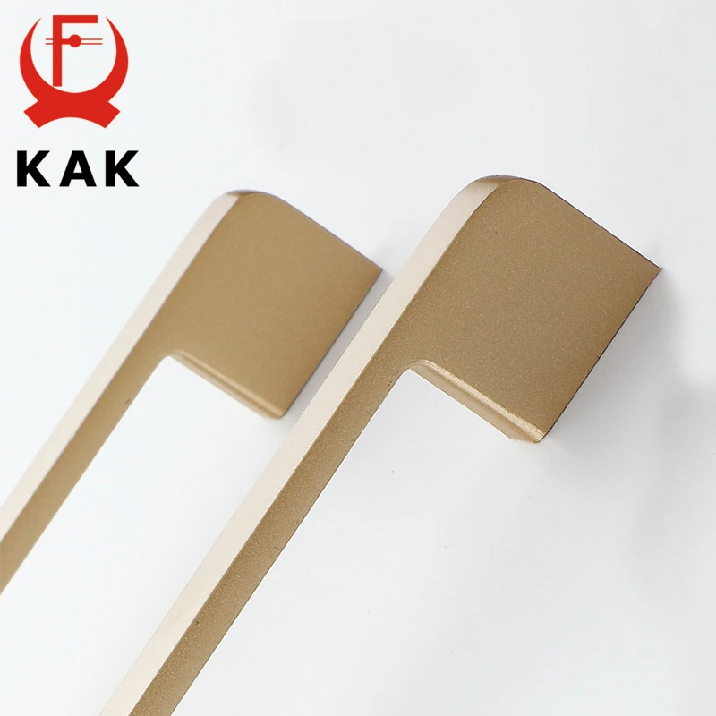 KAK Gold Cabinet Handles Zinc Alloy Kitchen Handle Cupboard Door Pulls Drawer Knobs Bedroom Door Furniture Handle Hardware