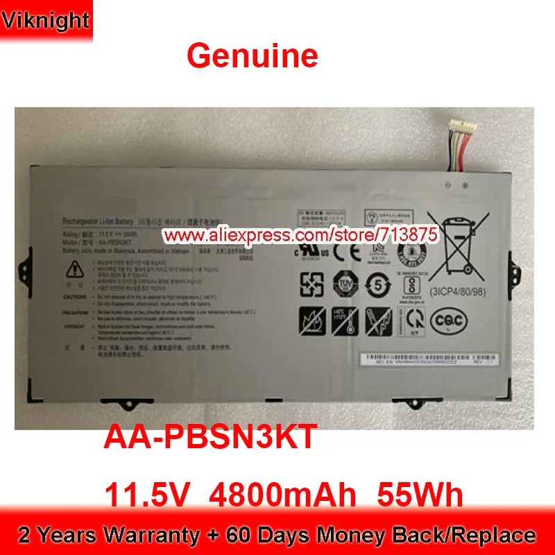 Genuine AA-PBSN3KT Battery for Samsung Notebook 7 NP730XBE NP730XBE-U01HK NP750XBE NP930MBE-K03US 11.5V 4800mAh 55Wh