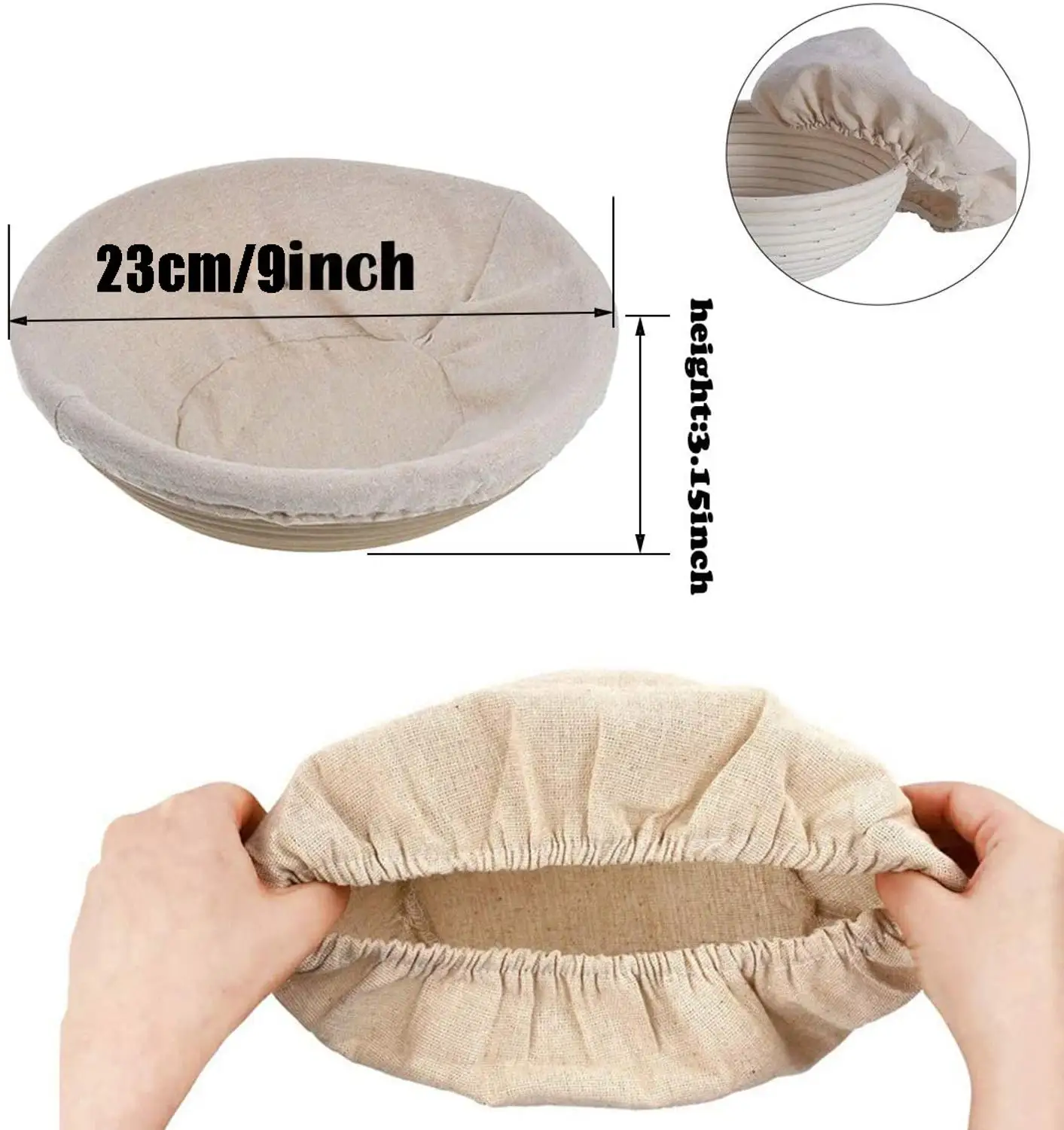 Round Bread Proofing Basket Cloth Liner Sourdough Banneton Proofing Cloth Natural Rattan Baking Dough Basket Cover