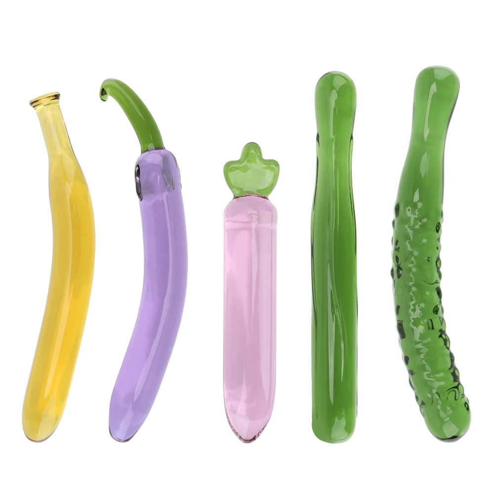 Eggplant Dildos Sex Toys for Men Women Banana Dildo Artificial penis Fruit Vegetable Anal Plug Glass Beads Butt Plug