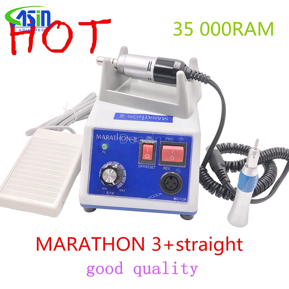 good quality dental Lab micromotor polish handpiece with straight handpiece SEAYANG MARATHON 3 + Electric Motor