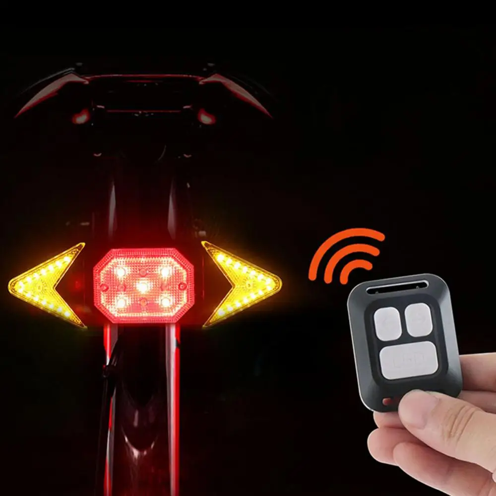 LED USB Rechargeable Turning Signal Cycling Taillight Bicycle Light Remote Control Lamp Bike Left/Right Turn Lights