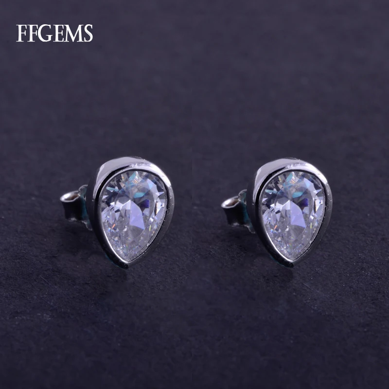 

FFGems Elegant 10K White Gold Earring Sterling Moissanite 1CT Fine Jewelry For Women Lady Engagement Wedding Party Gift