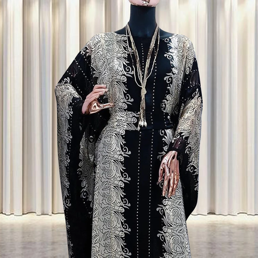 Abaya Dubai Printing Dress With belt Muslim Sets boubou Clothes Lady Party American Clothing