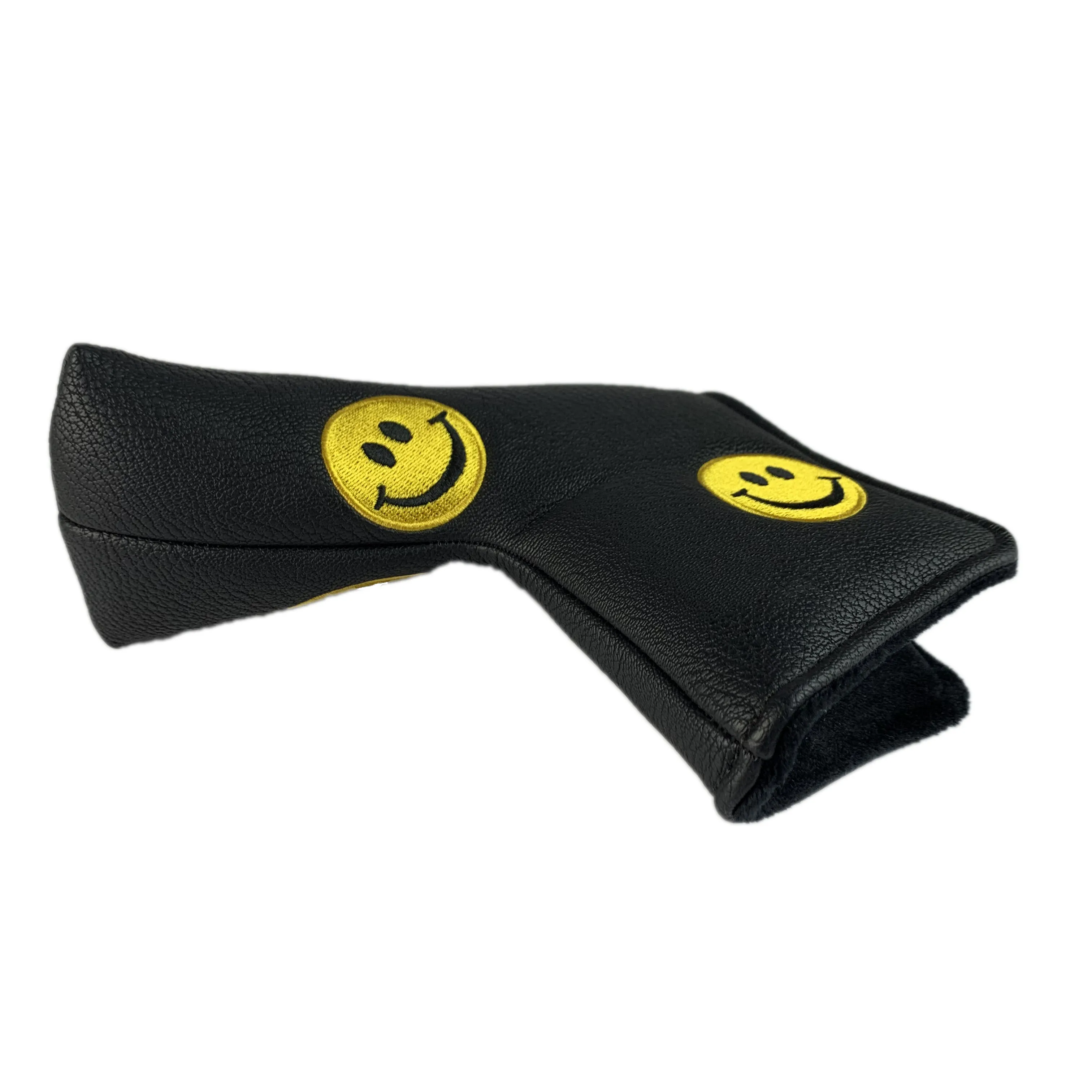 NRC Golf Clubs Head Covers Putter Embroidery Smiley   Face   Pu Leather   Magic Sticker Closure Black