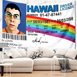 Mclovin Id ธงปลอมใบอนุญาตขับรถธง Tapestry แขวนผนังห้องนอนพรมผ้าปูที่นอนตลก Dorm Room Wall Decor Tapestry