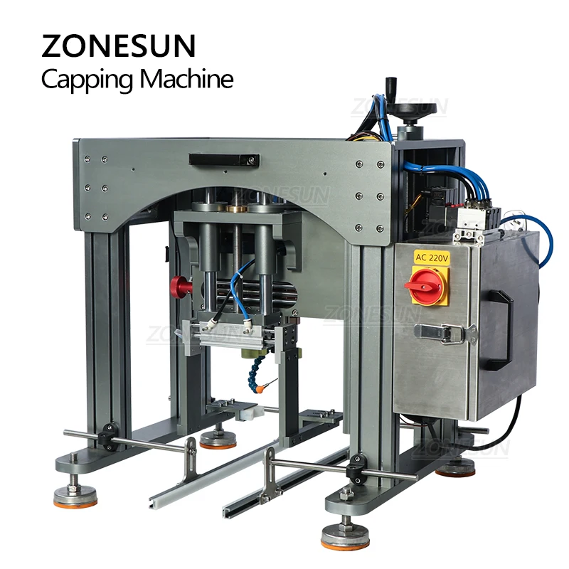 ZONESUN Để Bàn Bán Tự Động Nắp Chai Xịt Chai Tròn Đồ Uống Nhựa Ly Đá Bình Đóng Nắp Máy
