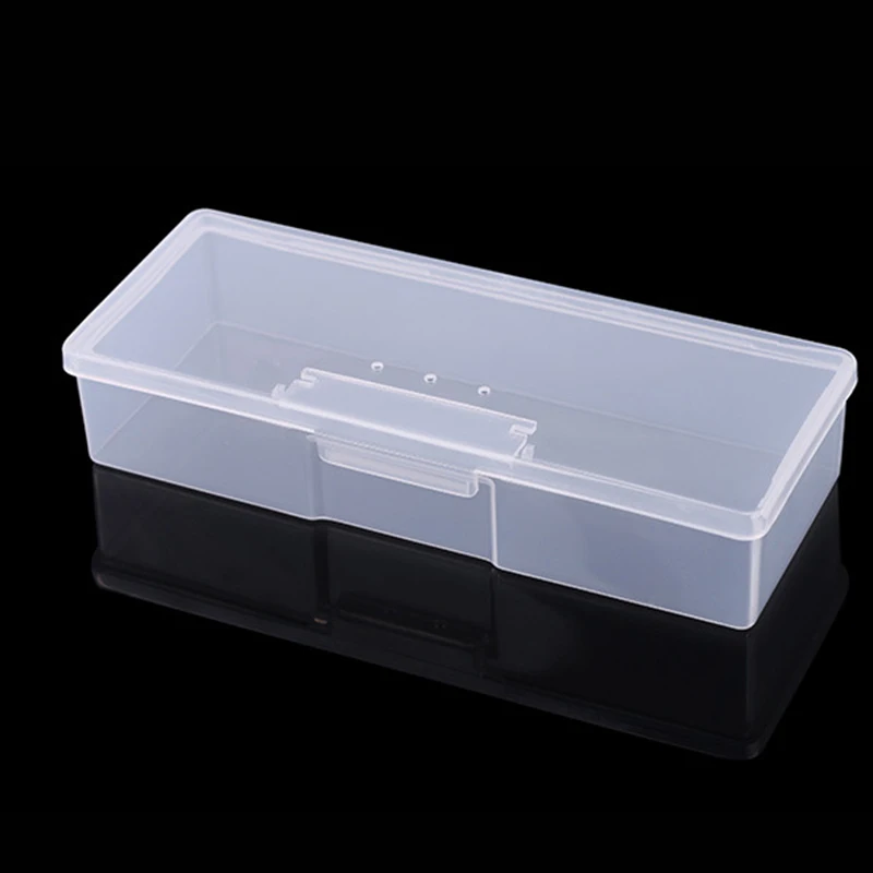 1PC Nail Art Rechthoek Plastic Transparante Opbergdoos Nagel Strass Borstel Pen Buffer Slijpvijlen Container Case - afbeelding 1