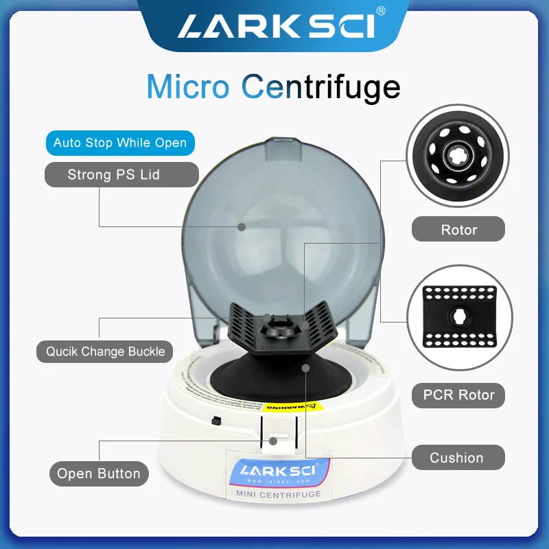 Mini PCR Centrifuge Digital Lab Palm Micro Blood Microcentrifuge Centrifugal Machine for 0.2/0.5/1.5/2.0ml Tube 110-220V