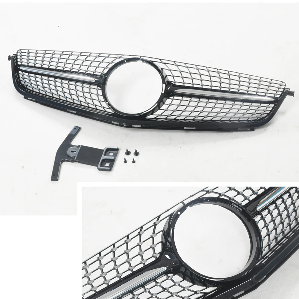 

Racing Grill Front Grille For Mercedes-Benz C63 AMG Update W204 2012-2014 Black/Silver Upper Bumper Hood Mesh Grid