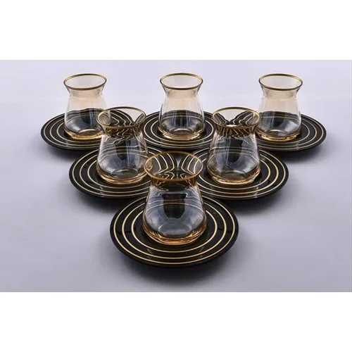 Pasabahce Milky Way Black Gold Tea Set 6 Pcs