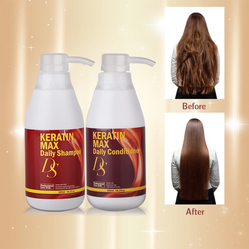 DS Max Professional Deep Cleaning Keratin Treatment Daily Shampoo and Daily Conditioner Care and Repair After Straighten Hair