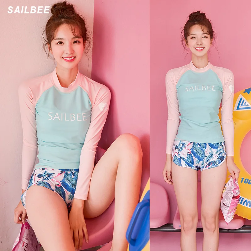 SAILBEE Women Long Sleeve Rashguard Shirt Swimsuit Shirts Swimwear UV-Protection Rash Guard Top Surfing Shirt Snorkeling suit