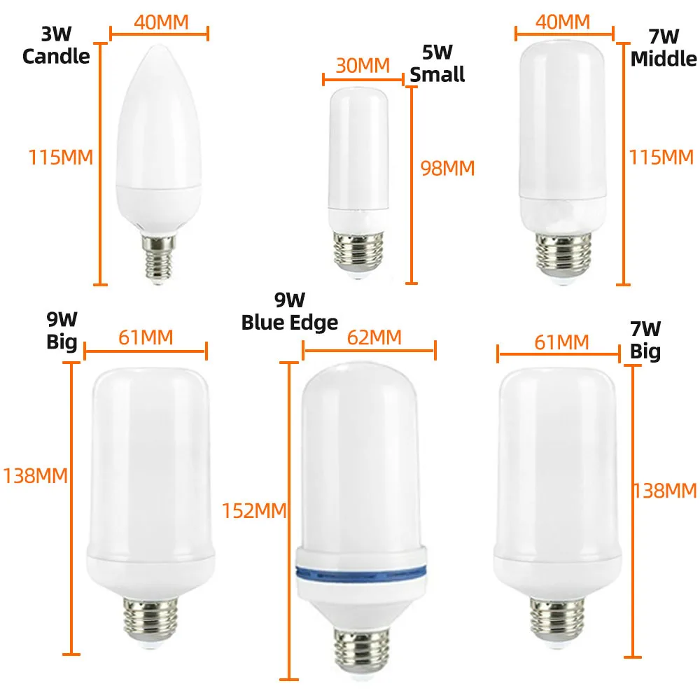 E27 Flame Bulb LED Dynamic Flame Effect Fire Light Bulbs Corn Bulb Creative Flickering Emulation Decor LED Lamp Lighting Lamp