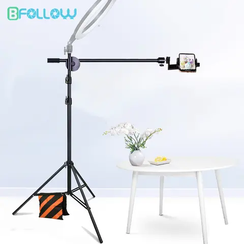 BFOLLOW 오버헤드 촬영용 2m 79인치 삼각대 붐 암 비디오 스튜디오 Youtuber 스탠드가 있는 휴대폰 태블릿 라이트 DSLR 카메라