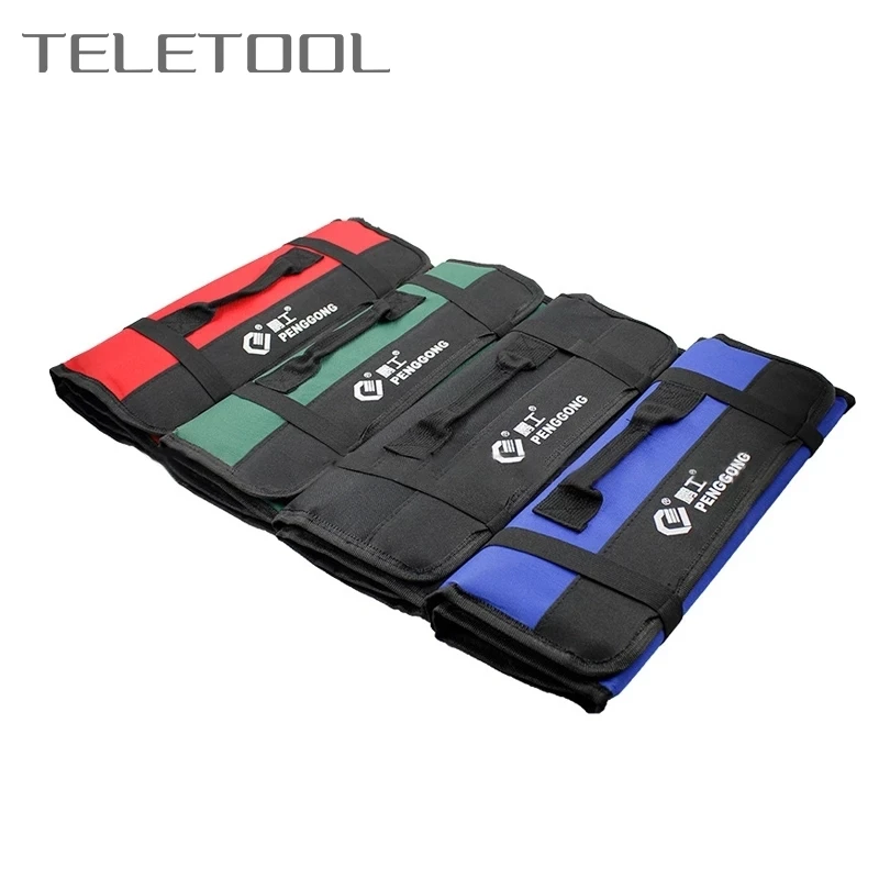 Tas Kunci Pas Lipat Kain Oxford Multifungsi Alat Penyimpanan Gulungan Alat Saku Organizer Alat Pemegang Kantong Portabel 4 Warna