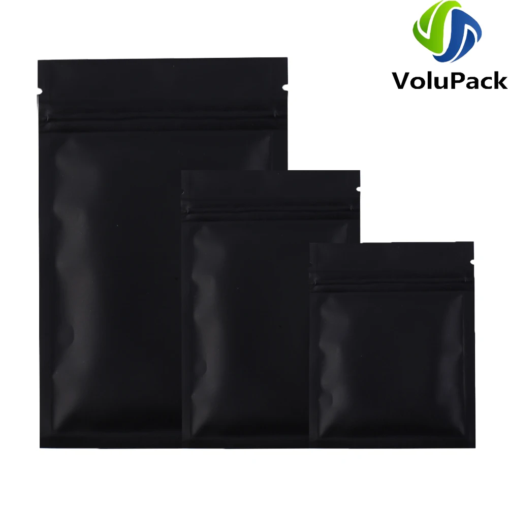 Matte Black Coffee Bean Plastic Aluminum Foil Mylar Packaging Bags,Smell Proof Resealable Flat Bottom Zip Lock Storage Pouches