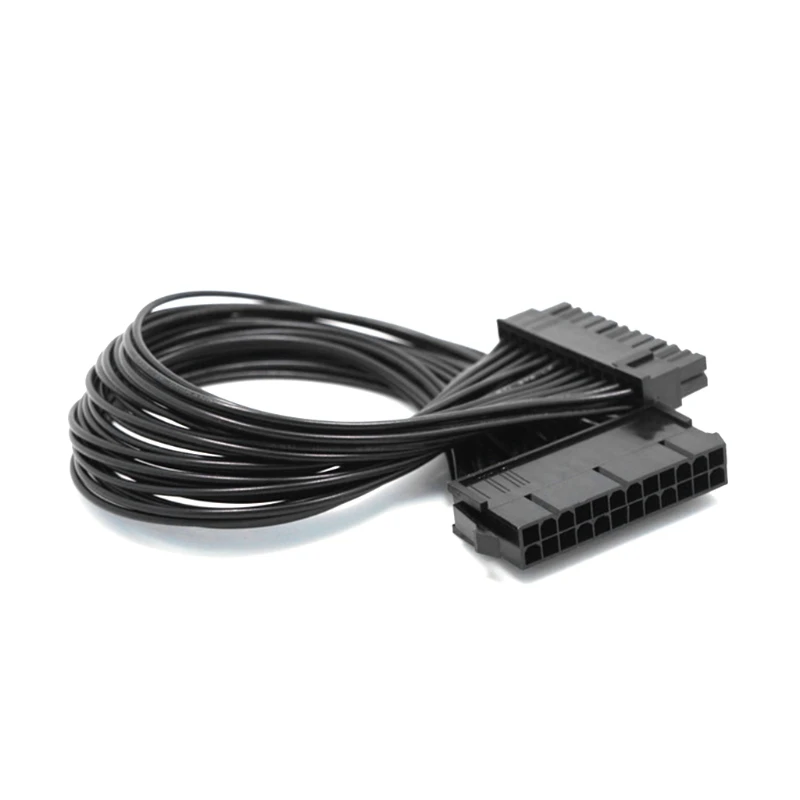 PSU Power Supply 24 Pin Extension Cable Splitter for ATX Motherboard, 24Pin to 24(20+4) Pin 12 inch/ 30cm Black 24BB