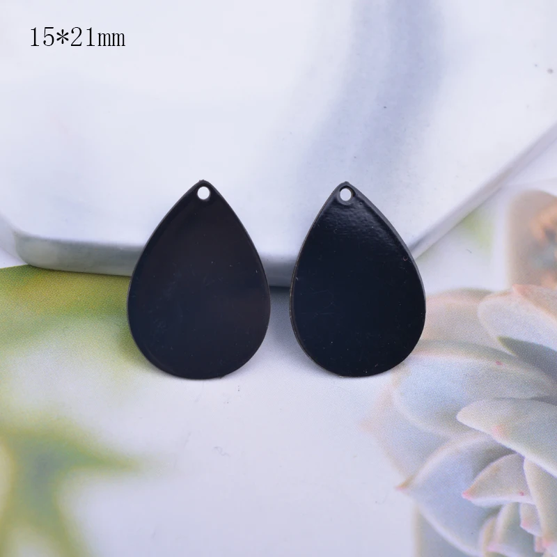 12pcs Small Round Charms Black Square Shape Pendant laser Cut Brass Jewelry DIY Earring