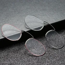 Urtral Light and Slim Unisex Portable Rimless Nose Clip Reading Glasses