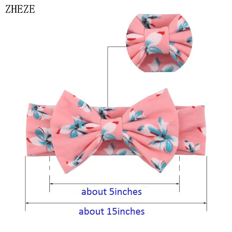 10Pcs/Lot 5'' Hair Bow Hairband Floral Cotton Infantile Headband Elastic Kids Girl DIY Hair Accessories For Party