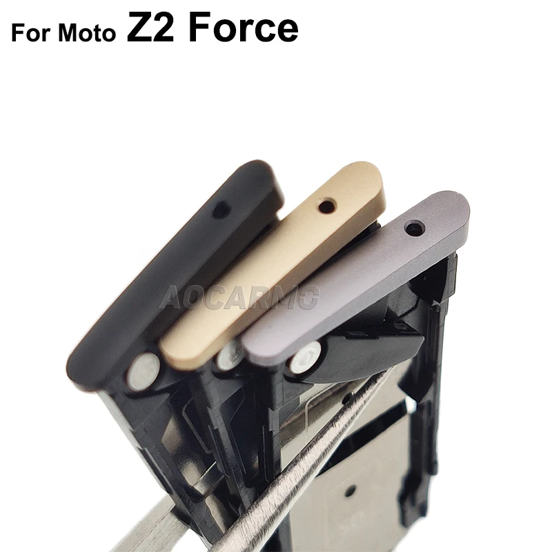 Aocarmo Nano Sim Card Tray supporto per Slot MicroSD per Motorola Moto Z2 Froce parti di ricambio