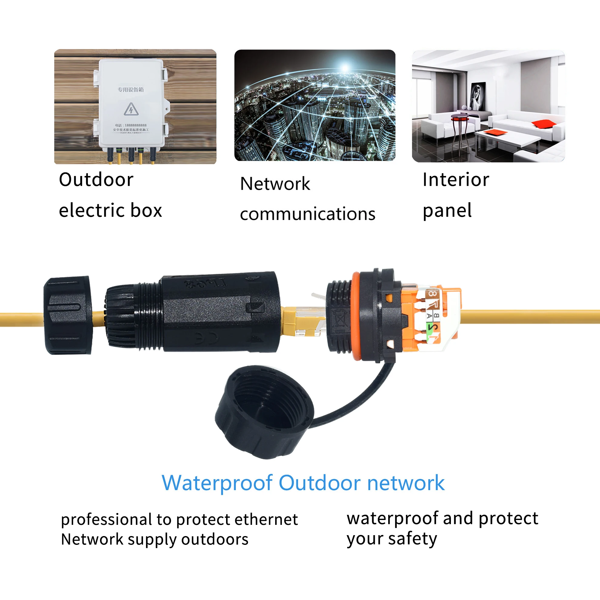 YXY IP68 RJ45กันน้ำ Connector CAT6A,เครื่องมือฟรีแผง Mount, Ethernet Extender,coupler หญิงหญิง,ป้องกัน