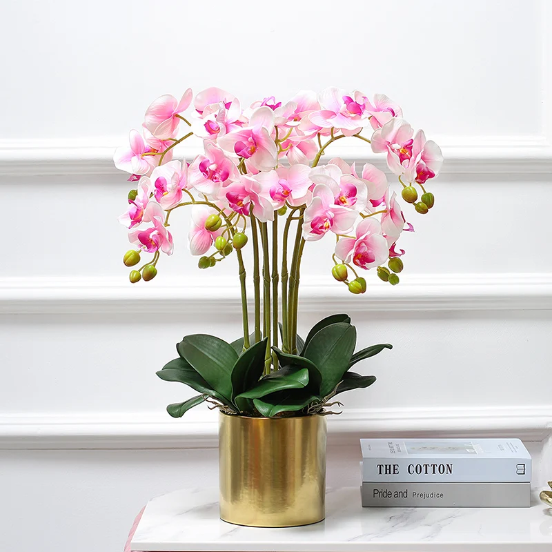 

Free Shipping 8pcs Artificial Phalaenopsis Flower Vase Set Home Decoration Luxurious Flower furnishes Event Party Flower