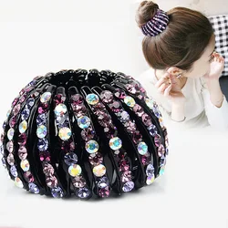 New Fashion Women Bun Hair Claw Horsetail Buckle Hair Clip Crystal Bird Nest Expanding Hairband Female Ponytail Hair Accessories