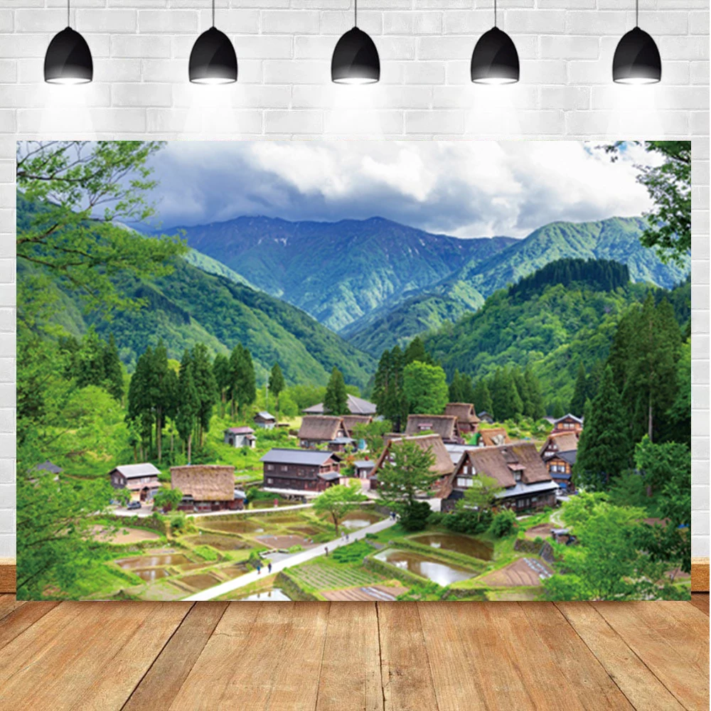 Laeacco Nông Thôn Cảnh Quan Thiên Nhiên Photophone Núi Đồng Cỏ Chụp Ảnh Nền Chân Dung Ảnh Phông Nền Photozone Đạo Cụ