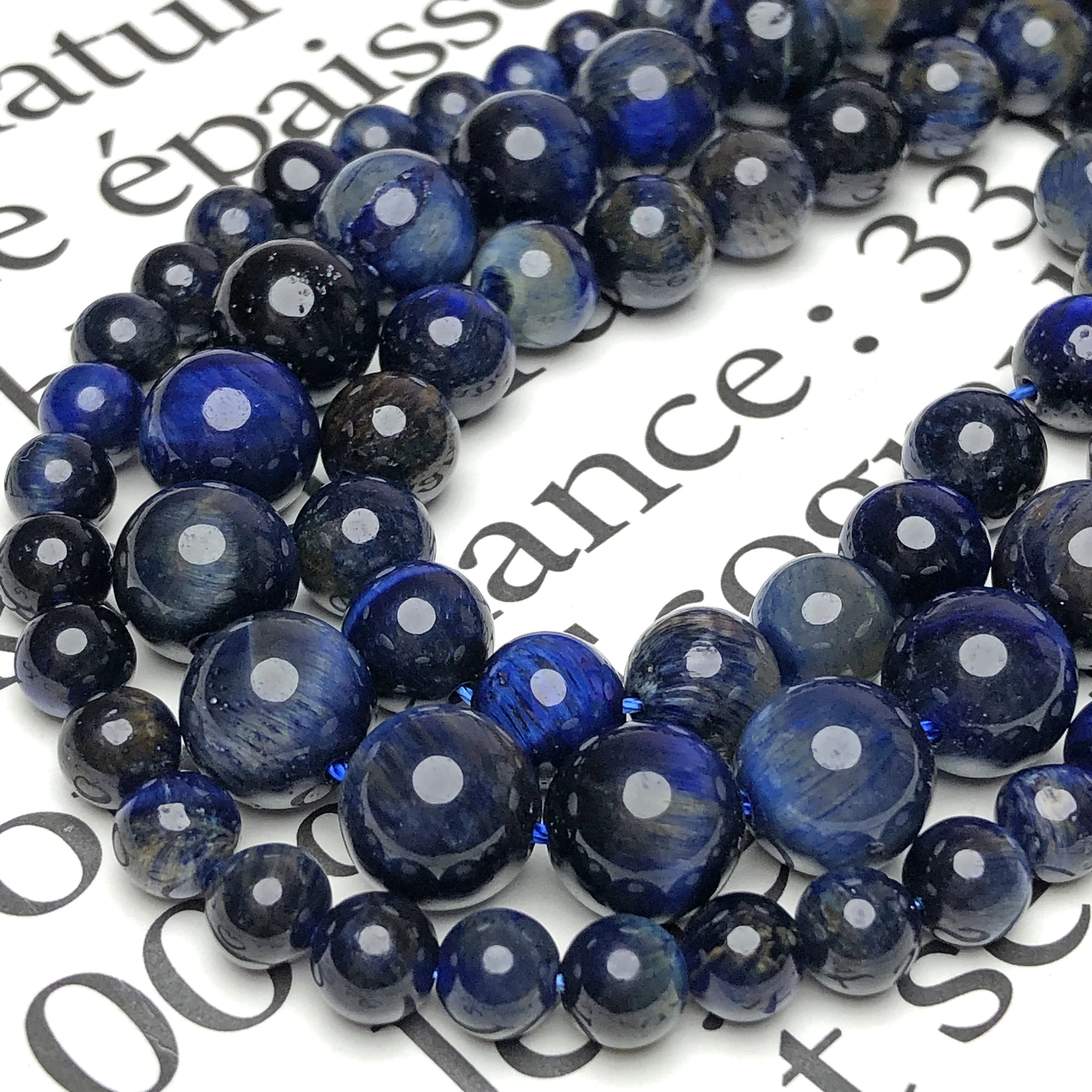 AAA+ Natural Stone Blue Kyanite Bicolor Tiger Eye Beads Round Loose Spacer Gem Beads For Jewelry Making DIY Necklace Bracelet