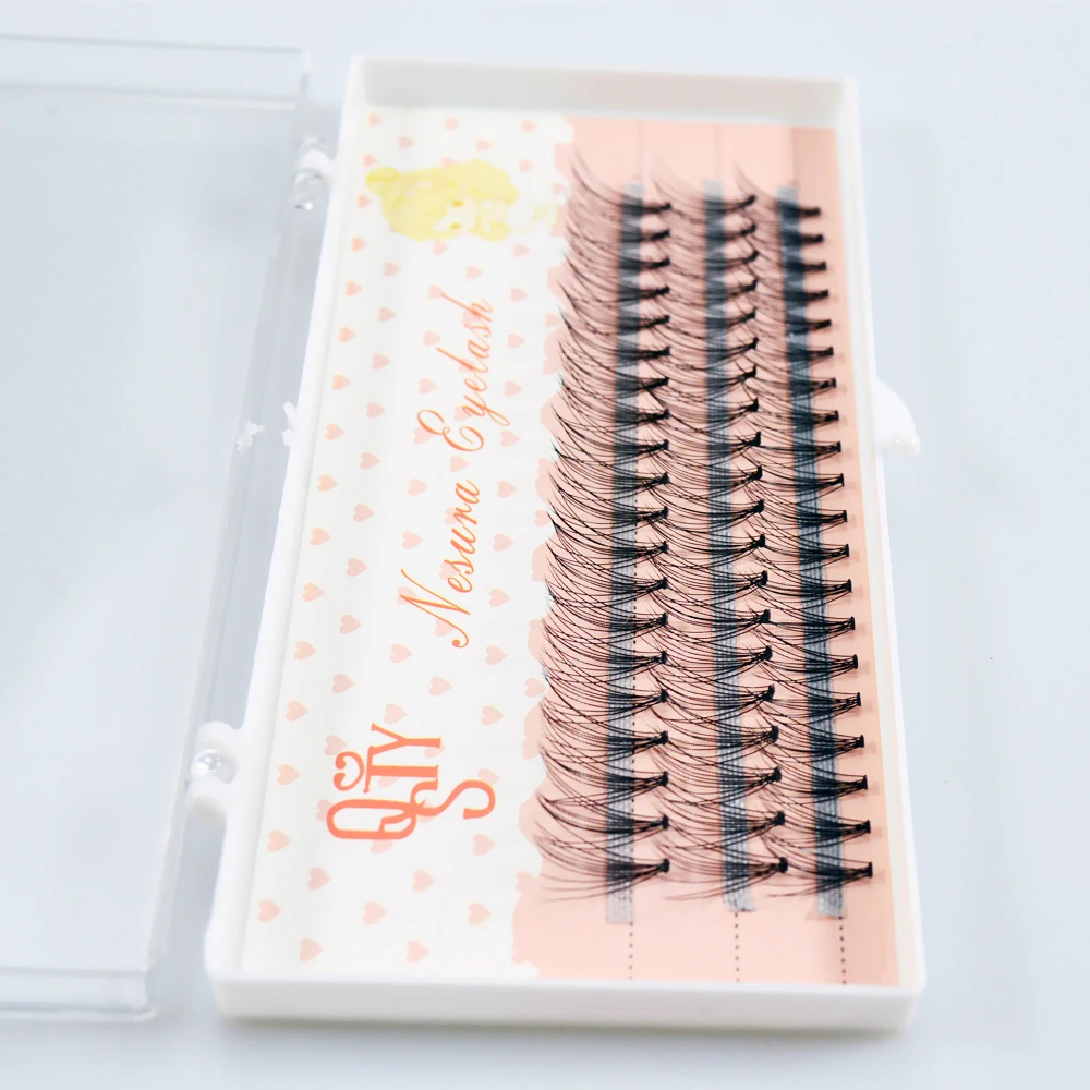 QSTY 10D Heat bonded cluste lashes 60 Bundle Mink Eyelashes Extension Natural Soft False Lashes  Fashion Women Eyes Makeup