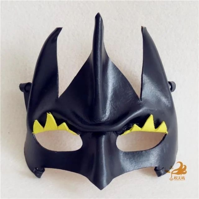 Mask Goblin Evil Greepy Face Headwear Men Black Masquerade Mask Real Cowhide Leather Masked Ball Party Bar Dance Costume Props