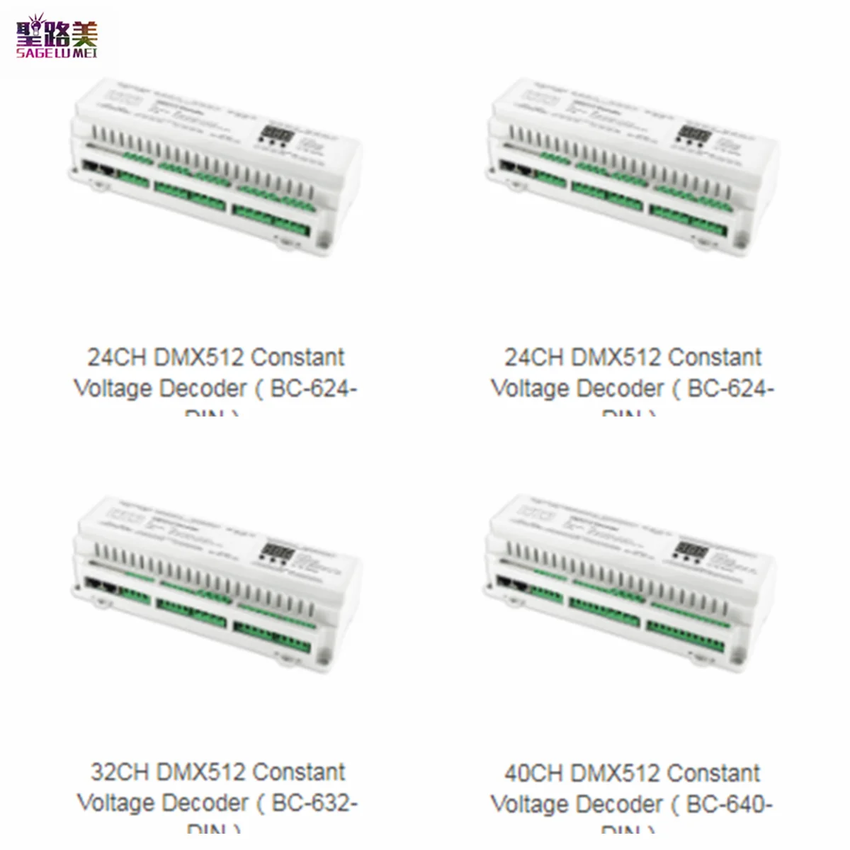 

DC12V-24V 24CH 32CH 40CH DIN Rail DMX512 Decoder RJ45 Terminal Block DMX TO PWM 8/16bit For LED Single color CCT RGB RGBW Lamp