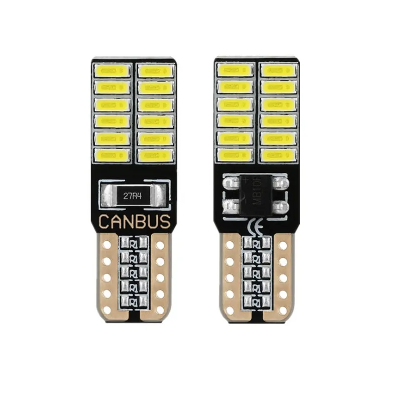 

2 шт. T10 LED 194 W5W 24 светодиодный CANBUS 4014 24SMD ERROR БЕСПЛАТНО Автомобильная боковая клиновая светодиодная лампа для внутреннего освещения DC 12 В Свет белый