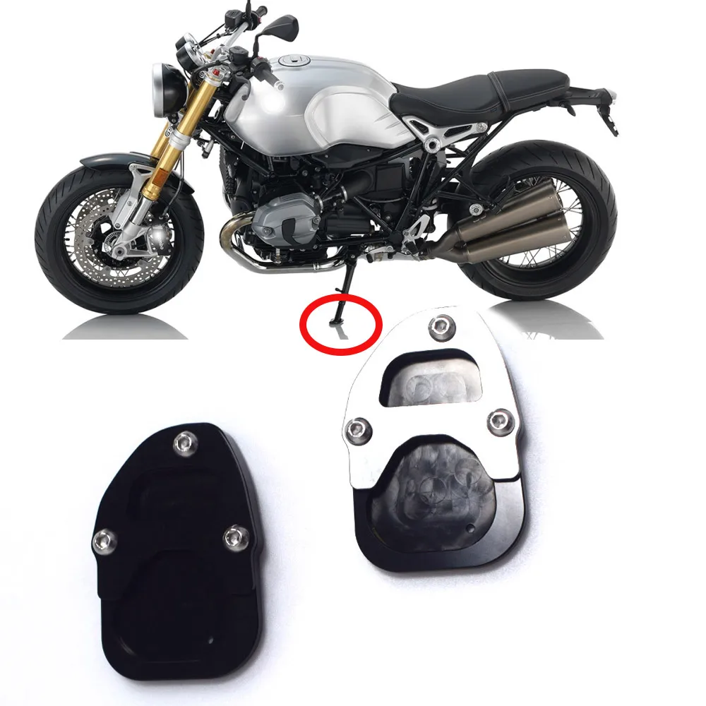 

Aluminum Motorcycle Kickstand Extension Plate Side Stand Enlarger Pad For BMW R NINE T R NINET 2017 2018 2019 2020 R9T Scrambler