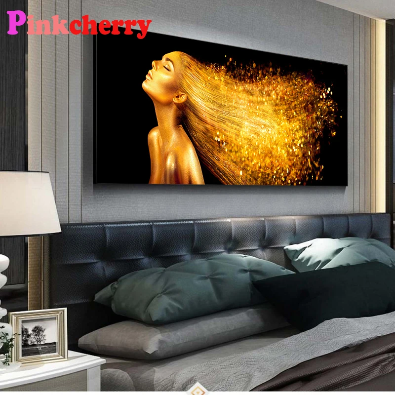 5D Diamond Painting Black Gold Woman Abstract Nude Girl Sexy DIY Full Square Round Drill Embroidery Mosaic Cross Stitch Handwork