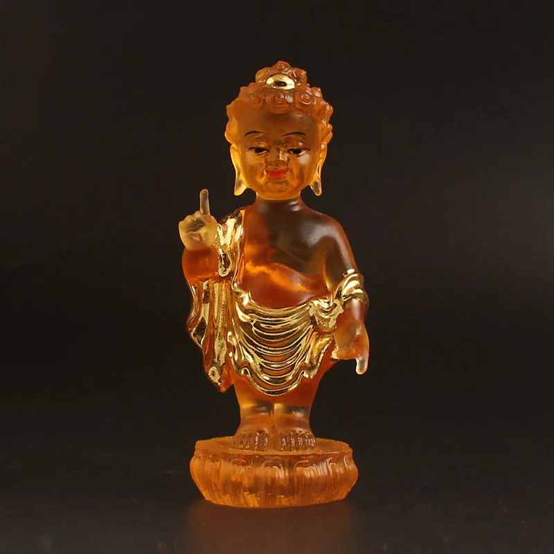 

10.5cm Retro Chinese Buddhist Resin Sakyamuni Small Rulai Statue Bodhisattva Putting Decorate Figurine