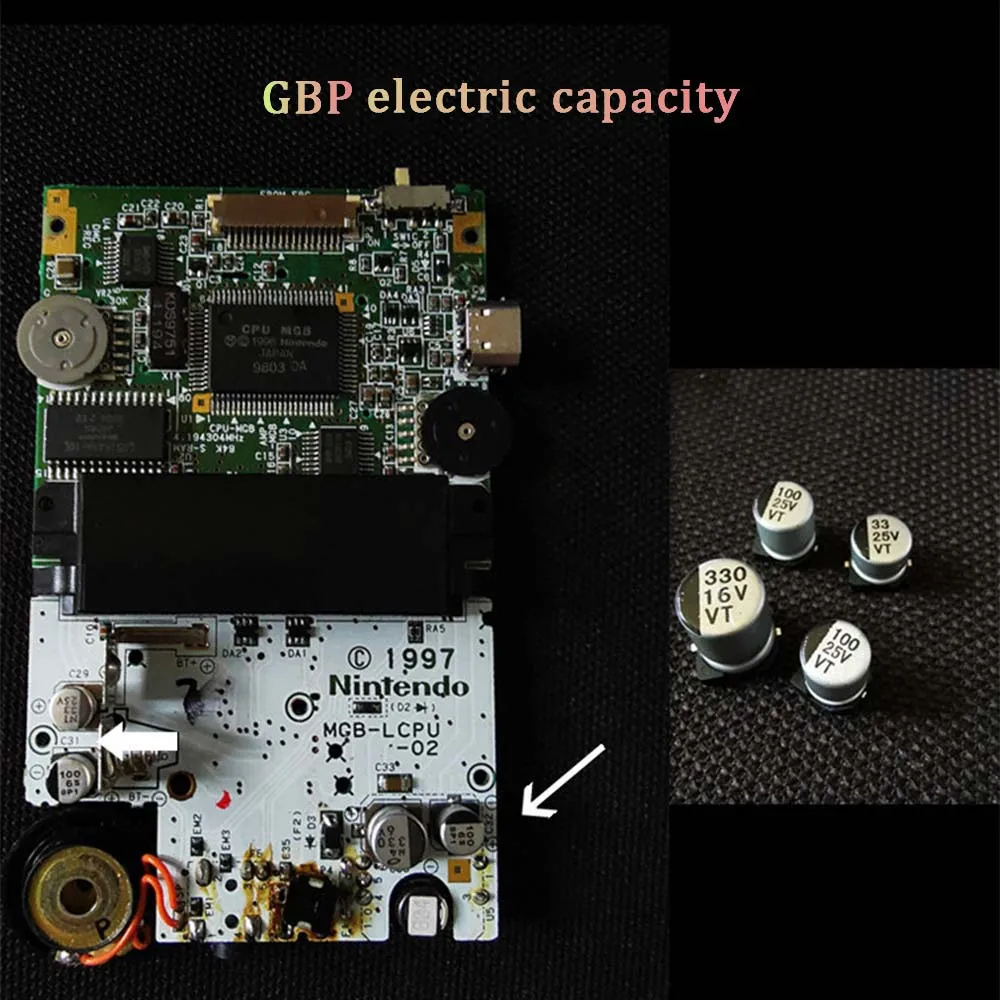ใหม่ไฟฟ้าความจุตัวเหนี่ยวนำซ่อมสำหรับ GBA GBC GBP GBASP SEGA Game Gear Fast Electrolysis ความจุเกมอุปกรณ์เสริม