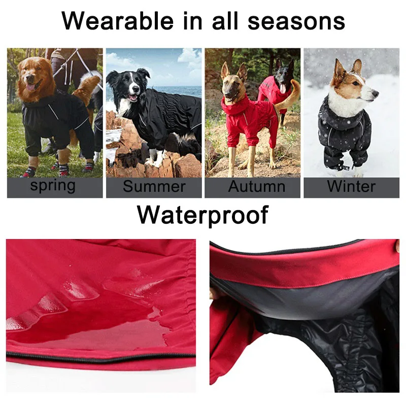 MySudui Waterproof Dog Coat Jacket Raincoat Reflective For Medium Large Dogs Outdoor Winter Warm Pet Dog Clothes Big Jumpsuit