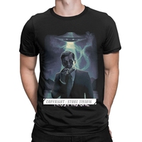 Fashion Graphic Tshirts Mens Cigarette Smoking T-Shirt The X Files Scully Mulder Ufo Aliens Premium Cotton  Streetwear
